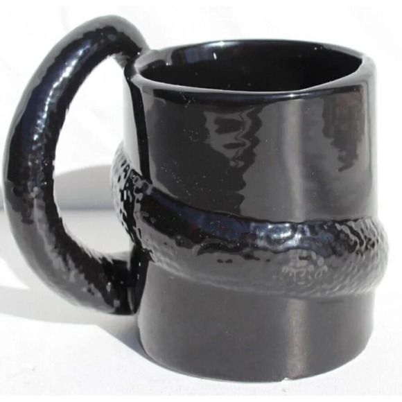 New Black & Gold Snake Happy Halloween Spooky Ceramic Coffee Mug CUP - Picture 3 of 4